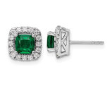 9/10 Carat (ctw) Lab-Created Emerald Earrings in 14K White Gold with Lab-Grown Diamonds